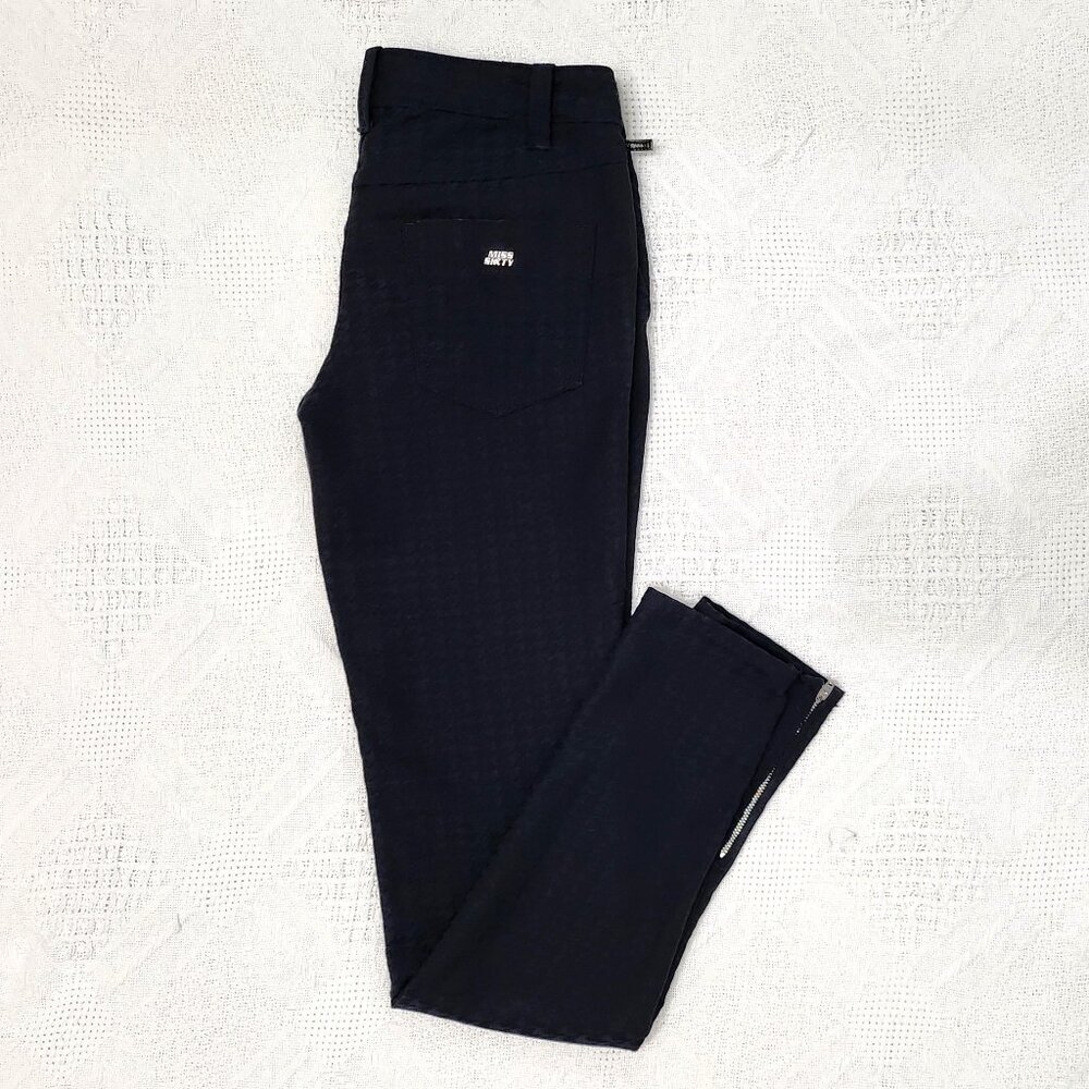 Blue & Black Geometric Print Pants w/Zippered Ankles
